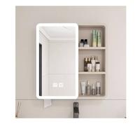 Smart Medicine Cabinet with HD Mirror & Lighting - Wall-Mounted Aluminum Bathroom Cabinet Arc Shape Defogging Function Touch Switch (Coffee 70cm/27.5in)