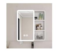 Smart Medicine Cabinet with HD Mirror Wall-Mounted Aluminum Design Arc Shape LED Lighting & Defogging Touch Switch White Finish 80cm/31.5in Ideal for Bathroom