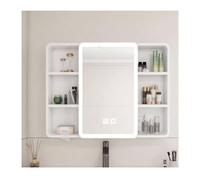Smart Medicine Cabinet with HD Mirror Wall-Mounted Arc Aluminum Bathroom Cabinet Touch Switch LED Lighting & Defogging 100cm/39.4in - Modern White Design
