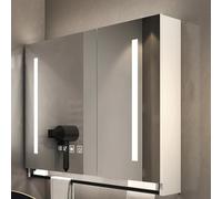 Smart Medicine Cabinet with Mirror & LED Lights Wall-Mounted Bathroom Vanity with Touch Switch Defogging Feature & Towel Bar Stylish Storage Solution for Modern Homes