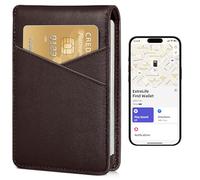 Smart Men Wallet with Find My, Wallet Tracker, RFID Blocking Bifold Credit Card Holder, Left-Behind Alerts, Play Sound, Anti-Loss, Wireless Rechargeable, Works with iPhone, iPad, Mac, PU Dark Brown