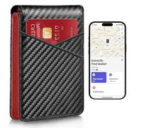 Smart Men Wallet with Find My, Wallet Tracker, RFID Blocking Credit Card Holder, Left-Behind Alerts, Play Sound, Anti-Loss, Wireless Rechargeable, Works with iPhone, iPad, Mac, Carbon Black and Red