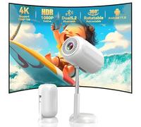 Smart Mini Portable Projector for Bedroom, 4K HDMI Movie machine with Built-in Speaker, Wireless USB Digital for Home Theater, and Outdoor Movies