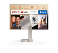 Smart Mini Projector [Compatible with Netflix] 3D Dolby Audio 4K Portable Projector for Bedroom,TOF Auto Focus & Keystone,1800 ANSI,VOPLLS Full HD 1080P WiFi Bluetooth Home Movie Outdoor Projectors