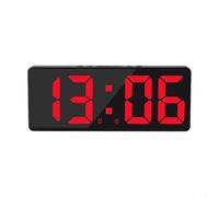 Smart Mirror Alarm Clock Featuring Voice Control And Temperature Readings For Effortless Timekeeping(Red)