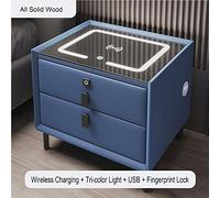 Smart Modern Bedroom Nightstand White Office Chest with Adjustable LED Light Wireless Charging Fingerprint Lock Speaker 2 Drawers Stylish Design for Home