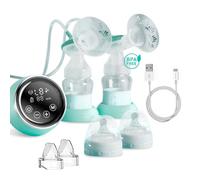 Smart Mommy Electric Breast Pump, High-Definition LCD- Portable Breast Pump, Backflow Design, 2 Modes Pumps and 9 Levels- Extractor De Leche Materna Electrico- BPA Free, Double-Green