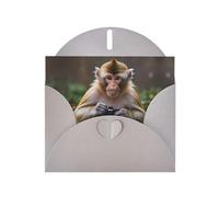 Smart monkey Patterned Gray Greeting Card (with Envelope) | 6x4 inches - Perfect for Thanksgiving, Birthdays, Weddings, Holiday Parties