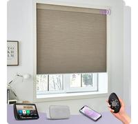 Smart Motorized Cellular Blinds - & Compatible, Rechargeable Blackout Honeycomb Shades, Thermal Insulation, Remote Control Pleated Blinds, Melange Coffee r