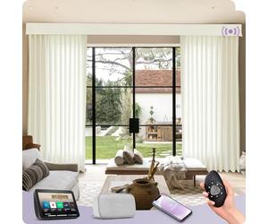 Smart Motorized Drapes for Sliding Doors Remote Control Custom Width up to 207" One-Way/Split Design at Modern Home Automat Solut