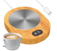 Smart Mug Warmer Coffee Desk Warmer, Wood Finish Dish | USB Powered 55-65℃, Beverage Warmer for Tea Cups or Coffee Glasses, Heating Pad Recharge