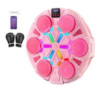 Smart Music Boxing Machine, Smart Boxing Equipment with Gloves, 3 Game Modes, LED Light Show, Wall-Mounted Bluetooth Rhythm Boxing Target for Home Office Gym (Pink)