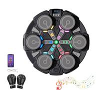 Smart Music Boxing Machine, Smart Boxing Equipment with Gloves, 3 Game Modes, LED Light Show, Wall-Mounted Bluetooth Rhythm Boxing Target for Home Office Gym (Black)