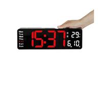 Smart Mute LED Wall Clock - Modern Minimalist Design with Night Alarm and Thermometer Function for Home Decor