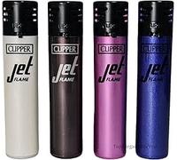 SMART N PRICE 4 x Clipper Lighters DARK METALLIC CRYSTAL Round Jet FANCY BLACK TOP WINDPROOF JET FLAME Gas Refillable LIGHTERS