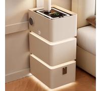 Smart Narrow Nightstand with 3 Ders Modern Bedside Table with Wir Charging & Bluetooth Speaker Secure Night Stand with Combinat Lock (30x40x64cm)