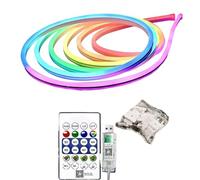 Smart Neon Light - 196.85 Inch LED Rope | Silicone Strip Lamp - app controlled indoor décor for home theater kitchen bedroom living room study creating colourful ambience for parties holidays daily li