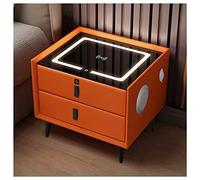 Smart Nightstand Table, Wireless Charging and 2 USB for Bedroom, Modern Night Stands with 3 Colour Touch LED, End Table 2-Drawer (Color : Orange) needed