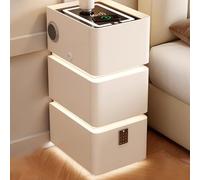 Smart Nightstand with 3 Drawers Modern Charging Station & Bluetooth Speaker Secure Night Table with Combination Lock White 30 x 40 x 64 cm - Stylish & Functional Bedroom Furniture