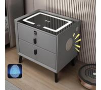 Smart Nightstand with Bluetooth Speaker Wireless Charging Station 2 USB Ports LED Lights 3 Drawers - Multifunctional Audio Cabinet for Bedroom (White)