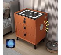 Smart Nightstand with Bluetooth Speaker Wireless Charging Station 2 USB Ports LED Lights Multifunctional Audio Center 3 Drawers Modern ge Design