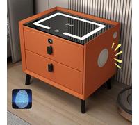 Smart Nightstand with Bluetooth Speaker Wireless Charging Station 2 USB Ports LED Lights Multifunctional Audio Set 2 Drawers Modern Design (ge)