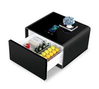 Smart Nightstand with Built-in Fridge - End Table with Wireless Charging Station, USB Port, and Induction Light for Bedroom Living Room Office Use