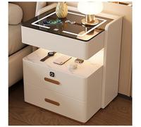Smart Nightstand with Charging Ports & Auto Sensor Lights - Modern Bedside Table Compact 45cm End Table with rage Drawer (A7 35cm) for Bedroom Decor.