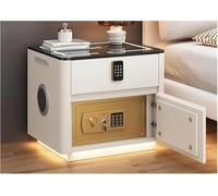 "Smart Nightstand with Charging Stat Hidden Safe LED Light & Bluetooth Speaker Modern Bedroom Fur for Convenience & Sle"