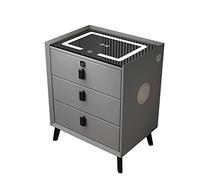 Smart Nightstand with Charging Station LED Lights Fingerprint Lock Bluetooth Speaker - Stylish Bedside Table with 3 Storage Drawers for Modern Bedrooms