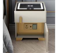 Smart Nightstand with Drawer and Safe, LED Bedside Table with Charging Station, Adjustable Lights for Bedroom and Office