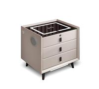 Smart Nightstand with Fingerprint Lock Charging Station LED Light Strip & Speakers 2 Drawer Side Table for Bedroom Modern Design & Security Solution