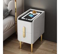 Smart Nightstand with Hidden Safe and USB Charging, Smart Bedside Tables with Charging Station, Modern Nightstand with Three-Color Light and Ample Storage