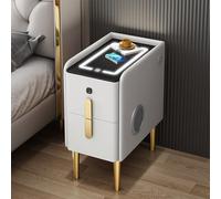Smart Nightstand with Hidden Safe, USB Charging Station, Three-Color Lighting, and Spacious Storage for Bedroom Organization
