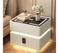 Smart Nightstand with Induction Light and Password Lock, Two-Drawer Bedside Table for Bedroom and Living Room Security