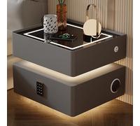 Smart Nightstand with LED Lighting Wireless Charging Password Lock Modern Floating Night Table with Bluetooth Speakers Intelligent Nightstand (Dark Gray 45cm/17.7in)