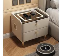 Smart Nightstand with LED Lights Bluetooth Speakers and Storage Drawers - Modern Bedside Table for Living Room White L16*W16*H19