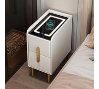 Smart Nightstand with Wireless Charging Adjustable LED LightingBedside Table for Smals Ideal for Bedroom or Living Room