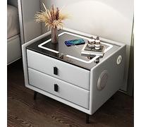 Smart Nightstand with Wireless Charging, Bluetooth Speaker, Adjustable LED Lights, 2 Storage Drawers - Modern Bedroom Furniture for Stylish Home Decor