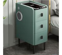 Smart Nightstand with Wireless Charging Dual Surround Speakers USB Ports and LED Touch Control Lighting Smart Bedside Table with Storage Drawers Night Stands(Green,15.7in/40cm)