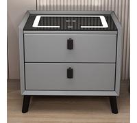 Smart Nightstand with Wireless Charging, LED Lights & Bluetooth Speaker, Modern Bedside Table with 2 Storage Drawers for Bedroom & Living Room (Black Legs, 1 Pack)