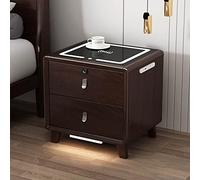 Smart Nightstand with Wireless Charging, Modern Bedroom Table, USB Charging Dock, Three-Color LED Light, Finrprint Lock, Night Light, o Speaker