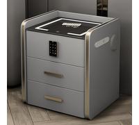 Smart Nightstand with Wireless Charging Station & LED Lights Bluetooth Speaker 3 Drawers Combination Lock USB Ports Perfect for Bedroom Organization