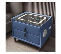 Smart Nightstand withLight Wireless Charging Finrprint LockBedroom Table White Office Der 2 Sto Ders Bluetooth Speaker.