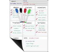 Smart Organizer & Weekly Planner White Board Organizer for Your Refrigerator or Office 15" x 11.75" Inches ● with 4 Magnetic Color Dry Erase Markers! & Cloth Eraser