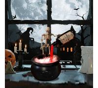 Smart Ornament Mist Maker Fogger with Black Witch Cauldron DIY Floating Bottles Halloween Skeleton Guard, Party for Home Garden Kitchen Yard Extra Large Garden Gnomes Outdoor (A, 20cm)