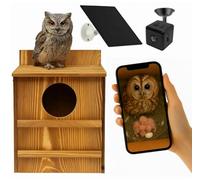 Smart Owl House with 3MP 4G Camera & Solar Panel - Wildlife Nest Box with HD Night Vision, Motion Alerts & App Live View - Solar Powered, No Wi-Fi Needed