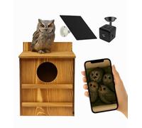 Smart Owl Nest Box with HD Camera - Solar Powered, Wi-Fi Bird Box for Owls - Night Vision, Motion Sensor, App Alerts - Wooden Weatherproof Wildlife Gift for Garden