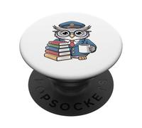 Smart Owl Reading Books Coffee Lover Artwork Coffee Lover PopSockets Adhesive PopGrip
