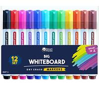 Smart Panda 12 Big Whiteboard Pens Bullet Tip Whiteboard Markers - Dry Erase Markers, Perfect for Home, School or Office - 12 Set Assorted Colours